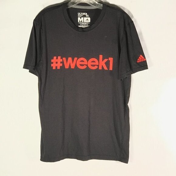 ADIDAS Men Medium Black Workout Athletic Tee Short Sleeve T Shirt - Picture 3 of 7